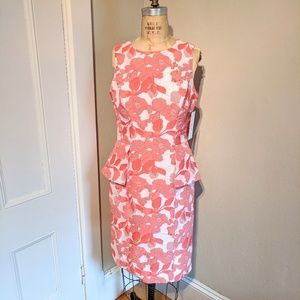 NWT Teri Jon Brocade Floral Peplum Shift Dress